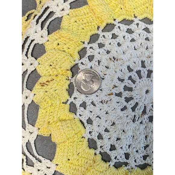 Vintage Yellow & White Crochet Doilies Set - Handmade Home Decor - Picture 5 of 11